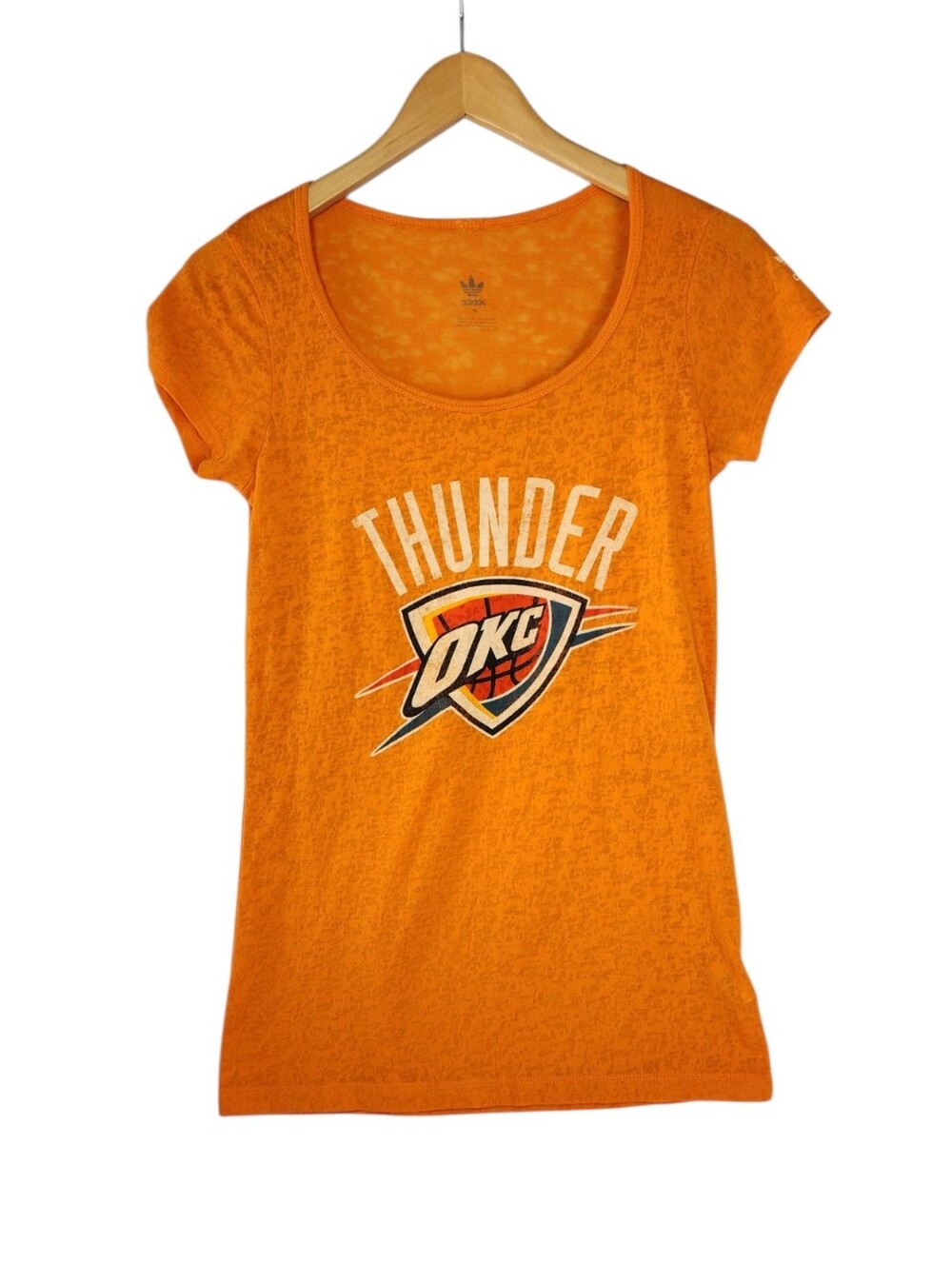 Adidas Originals OKC Thunder Burnout Graphic Tee Orange Short Sleeve Womens M